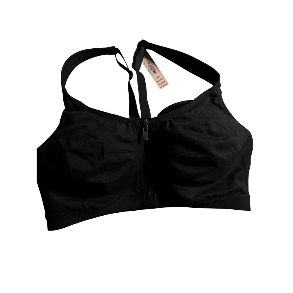NWT Victoria's Secret Sport Bra Black Front Zip High Impact Racerback 36C NEW